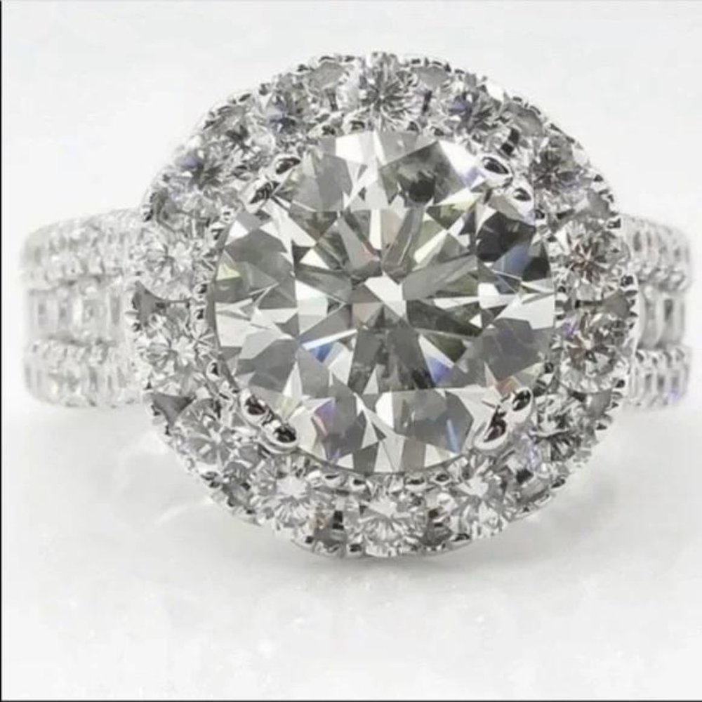 NEW 925 STERLING SILVER ROUND DIAMOND HALO RING, CUTE RING, SHINY RING. - Picture 2 of 8